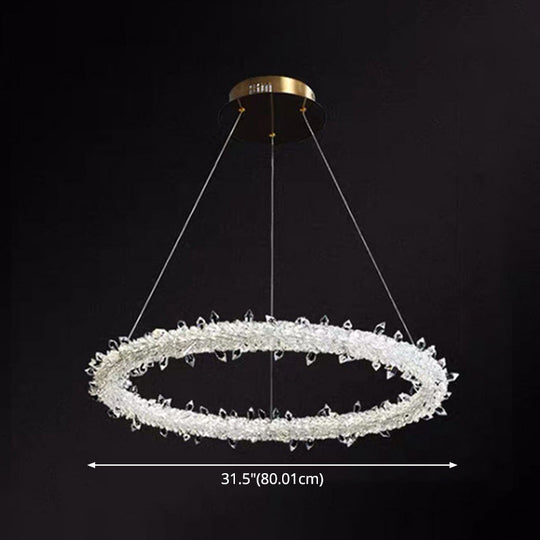 Modern Crystal Circle Chandelier For Restaurants - Pendant Lighting