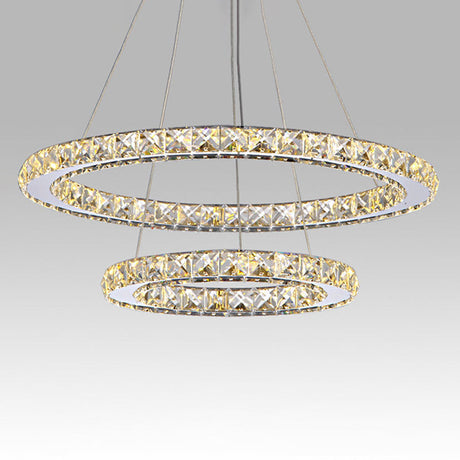 Stainless Steel Interlace Rings Pendant Light For Modern Bedrooms Clear / 12’ + 19.5’ White