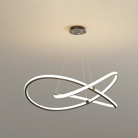 Modern Twist Chandelier Pendant Light For Living Room - Sleek Metal Design Black / 31.5 Remote