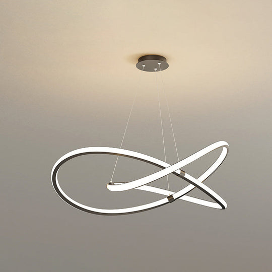 Modern Twist Chandelier Pendant Light For Living Room - Sleek Metal Design Black / 39.5 Remote