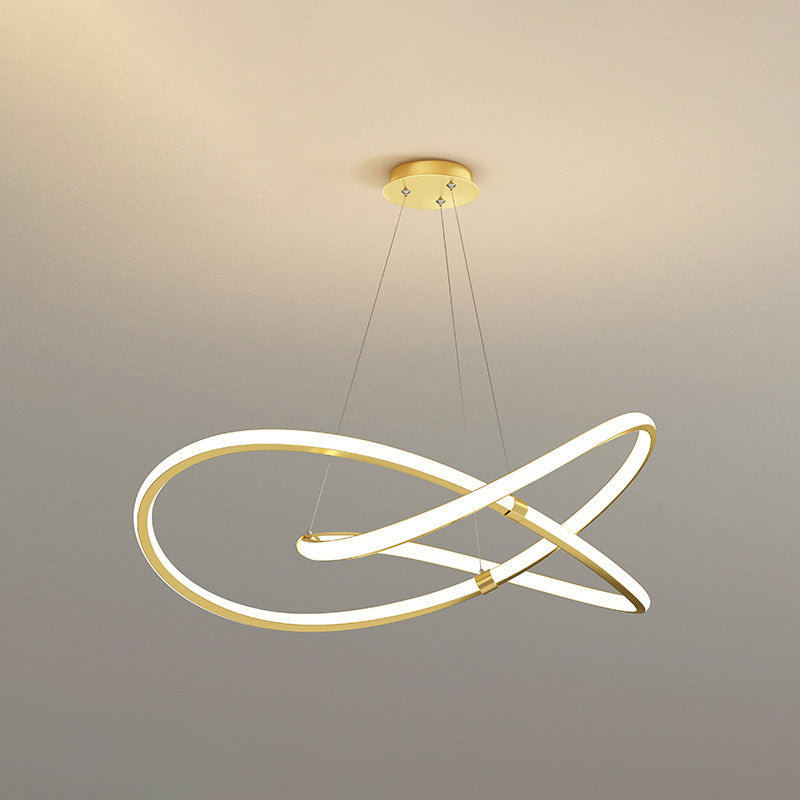 Modern Twist Chandelier Pendant Light For Living Room - Sleek Metal Design Gold / 31.5 Remote
