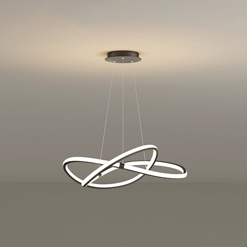 Twist Chandelier Metal Pendant Light For Living Room - Ultra-Modern Design Black / 23.5’ White