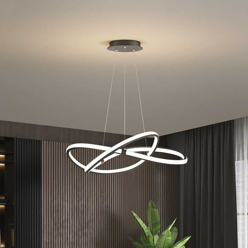 Modern Twist Chandelier Pendant Light For Living Room - Sleek Metal Design