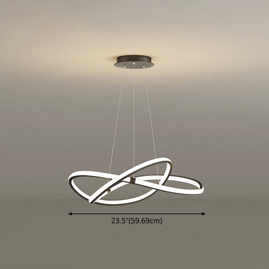 Modern Twist Chandelier Pendant Light For Living Room - Sleek Metal Design