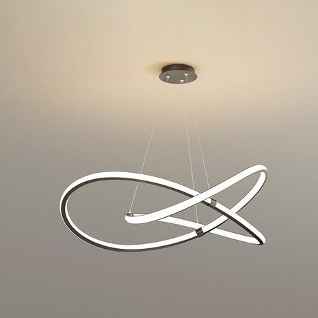 Modern Twist Chandelier Pendant Light For Living Room - Sleek Metal Design Black / 31.5 White
