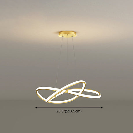 Modern Twist Chandelier Pendant Light For Living Room - Sleek Metal Design