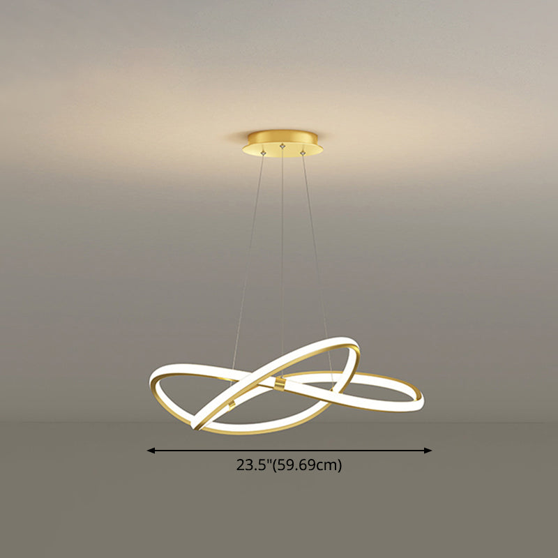 Modern Twist Chandelier Pendant Light For Living Room - Sleek Metal Design
