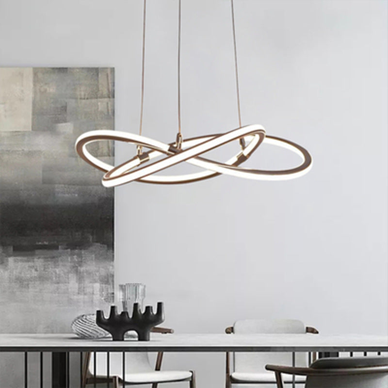 Modern Metal Strip Chandelier Pendant Light With Hanging Cord For Restaurants