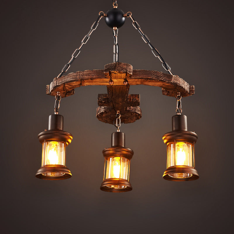 Coastal Wood Anchor Pendant Light In Beige For Coffee Shops