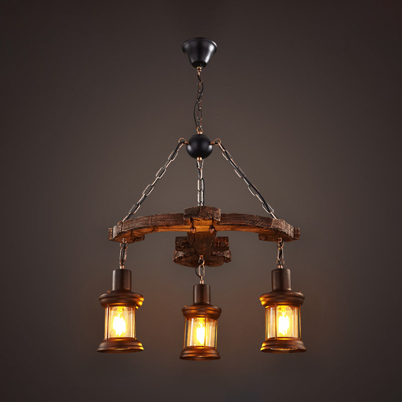 Coastal Wood Anchor Pendant Light In Beige For Coffee Shops