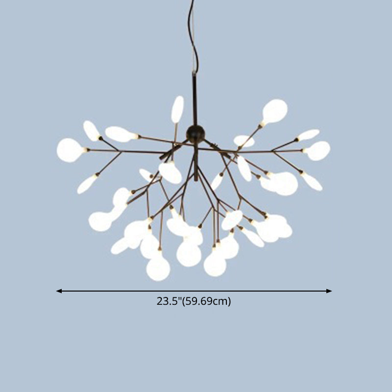 Contemporary Metal Branch Pendant Light With Led Suspension