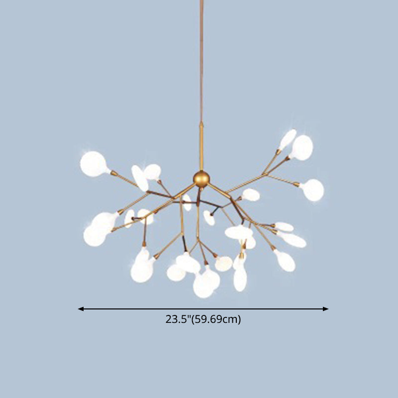 Contemporary Metal Branch Pendant Light With Led Suspension