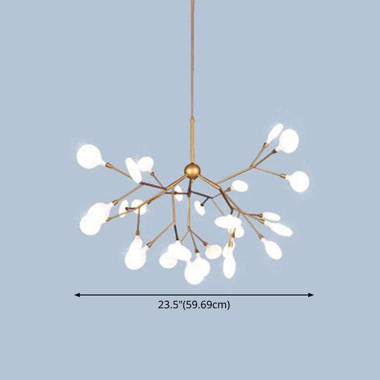 Contemporary Metal Branch Pendant Light With Led Suspension