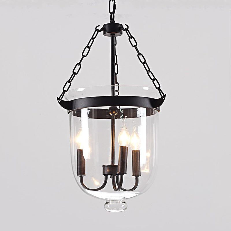 Industrial Style Black Bucket Chandelier Pendant For Dining Room Lighting