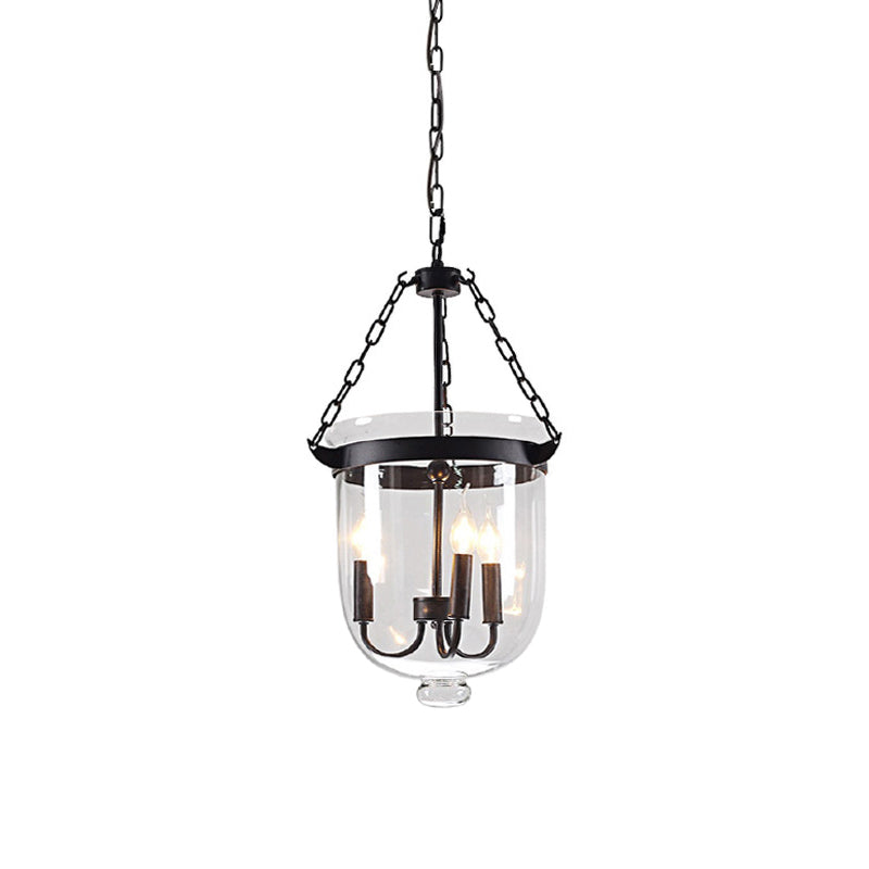 Industrial Style Black Bucket Chandelier Pendant For Dining Room Lighting / 12’