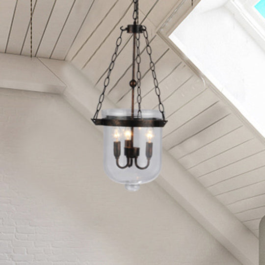 Industrial Style Black Bucket Chandelier Pendant For Dining Room Lighting
