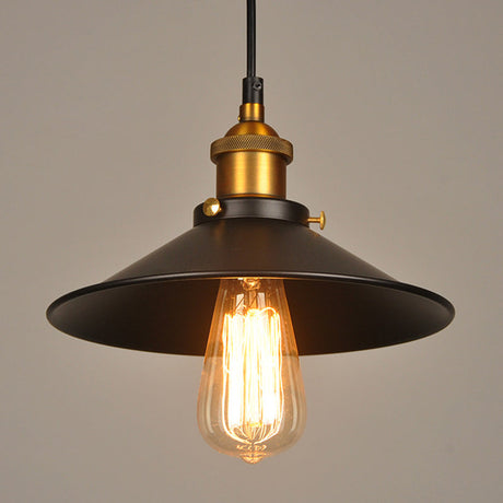 Industrial Style Black Metal Cone Pendant Lamp - Warehouse Lighting / 9.5