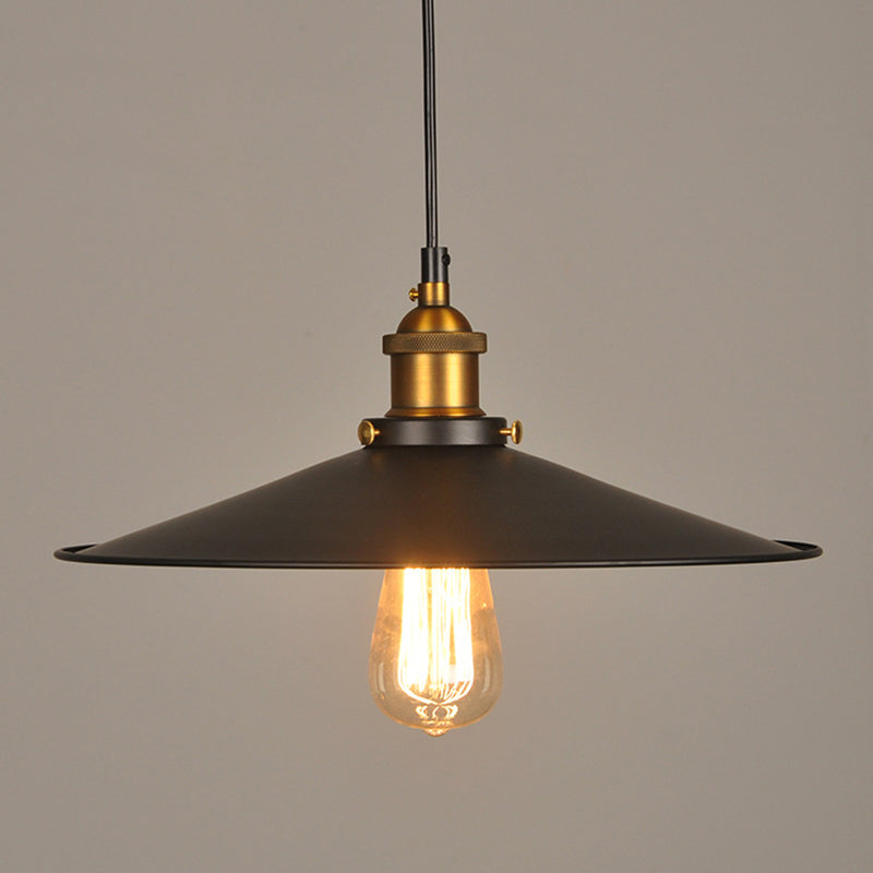 Industrial Style Metal Cone Pendant Lamp In Black