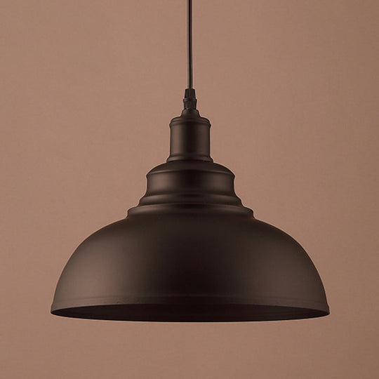 Vintage Metal Bowl Pendant Light With Painted Shade - Hanging Ceiling Fixture