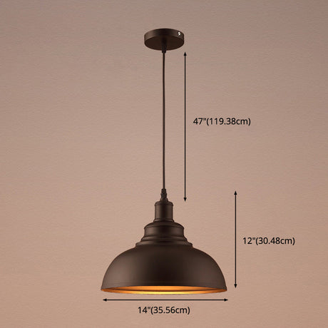 Vintage Metal Bowl Pendant Ceiling Light With Painted Shade - Elegant Hanging Fixture!