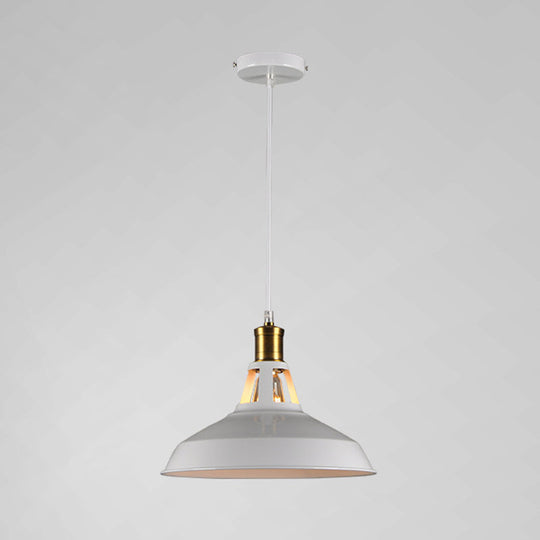 Industrial Metal Pendant Light Kit For Shaded Restaurant - Stylish Hanging Fixture White / 8’