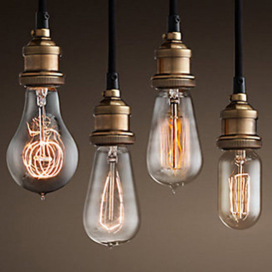 Farmhouse Metal Ceiling Pendant Light In Black - Open Bulb Hallway Hanging Lamp