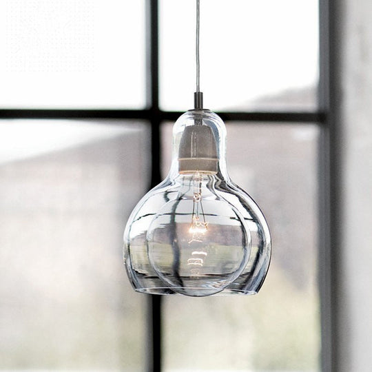Contemporary Gourd Glass Pendant Light Fixture for Lounge