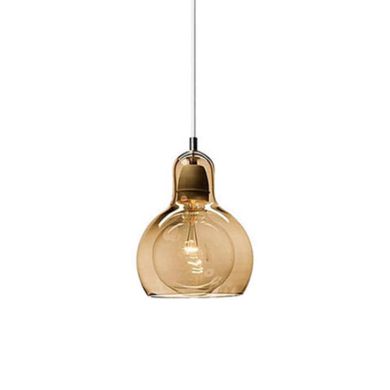 Contemporary Gourd Glass Pendant Light Fixture for Lounge Amber / 7’’