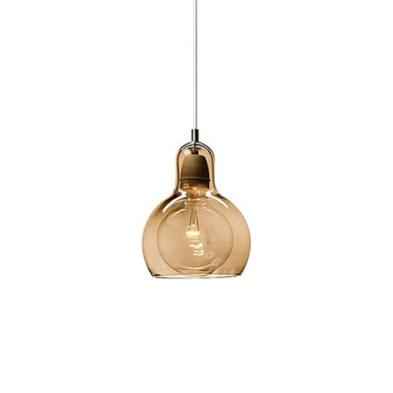 Contemporary Gourd Glass Pendant Light Fixture for Lounge Amber / 4.5’’