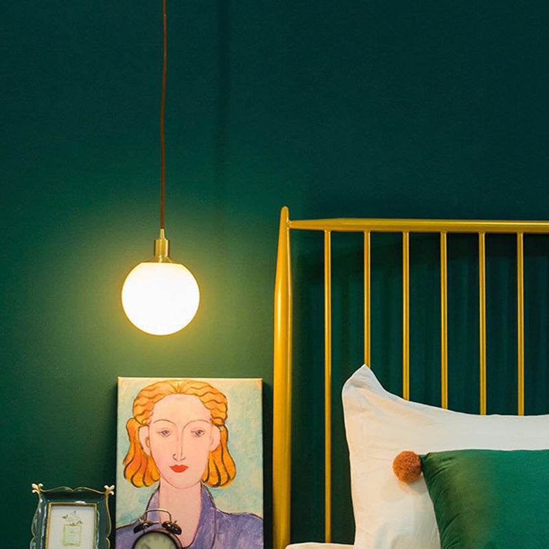 Contemporary Gold Pendant Light Fixture - Glass Spherical Hanging For Bedroom
