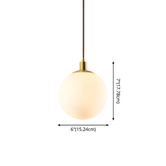 Contemporary Gold Pendant Light Fixture - Glass Spherical Hanging For Bedroom