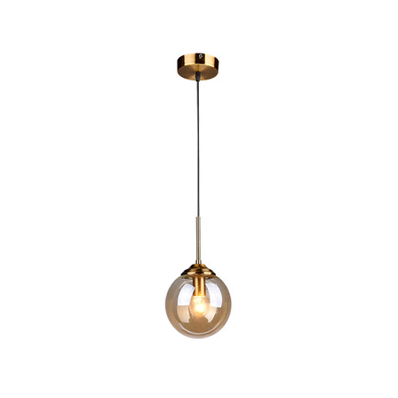 Minimalist Glass Sphere Pendant Light Fixture For Modern Indoor Ceiling Lighting Amber / Round