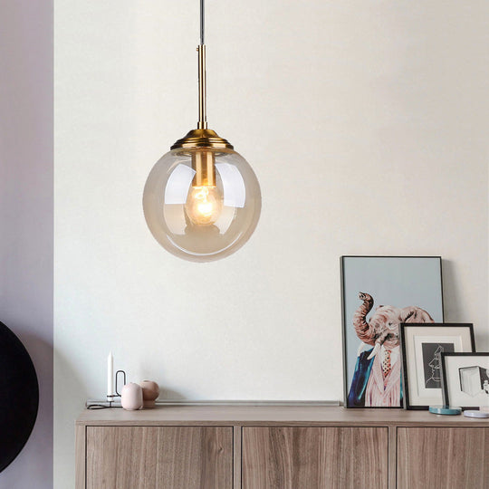 Minimalist Glass Sphere Pendant Light Fixture For Modern Indoor Ceiling Lighting