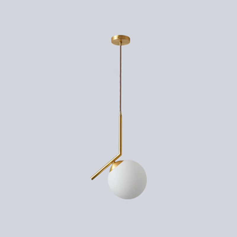 Mid Century Modern Glass Pendant Light Fixture - Stylish & Serene Bedroom Illumination Brass