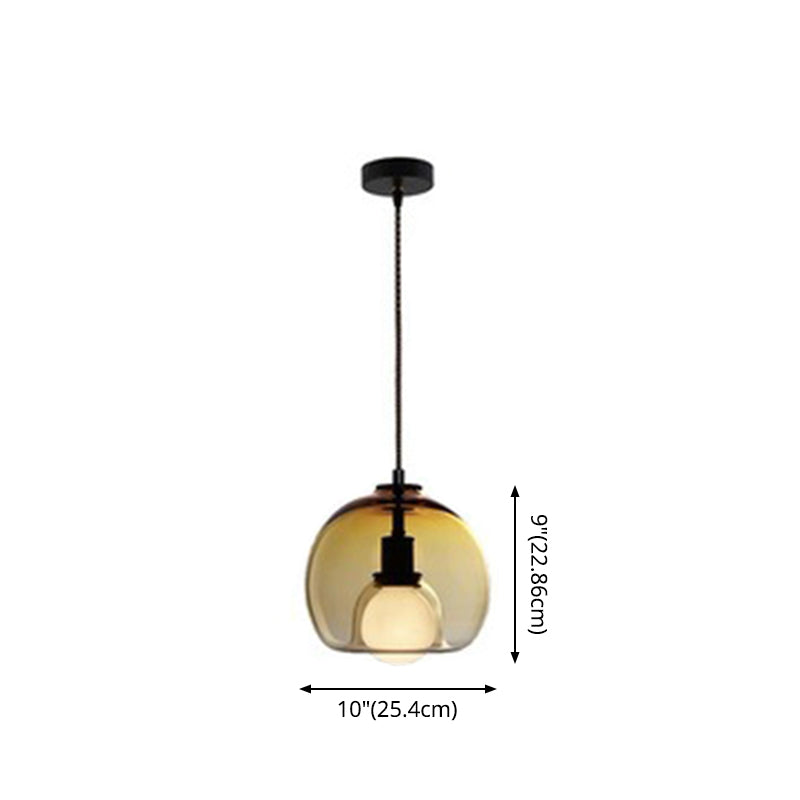 Contemporary Minimalist Glass Globe Pendant Light - Indoor Hanging Lamp