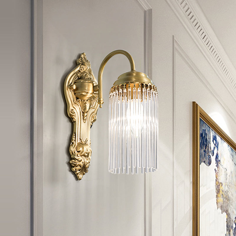 Simple Crystal Rod Wall Mount Light - Gold Sconce For Corridor