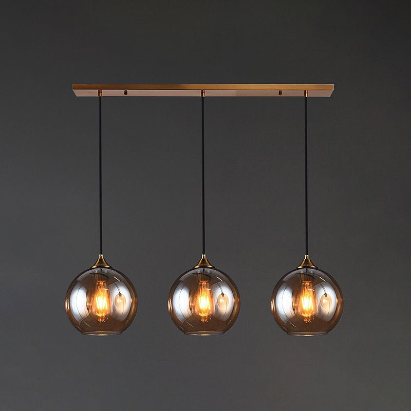 Contemporary Blown Glass Sphere Pendant Lights For Bedrooms Amber / Linear