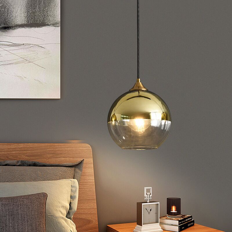 Modern Blown Glass Sphere Pendant Lights For Bedroom