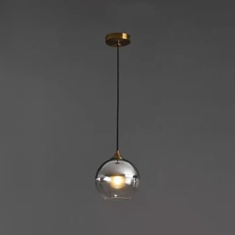 Contemporary Blown Glass Sphere Pendant Lights For Bedrooms Silver / Round