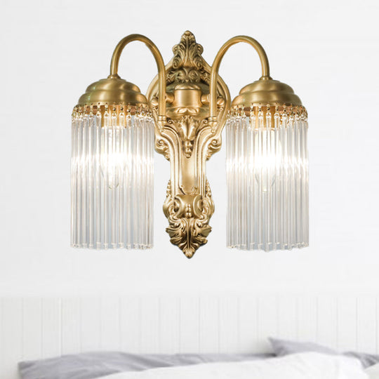 Simple Crystal Rod Wall Mount Light - Gold Sconce For Corridor