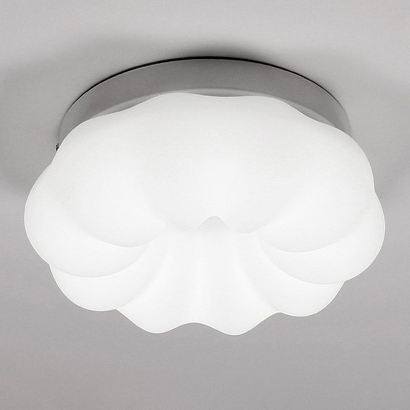 White Plastic Cloud Flush Mount Ceiling Light: Kids Led Fixture / 12’