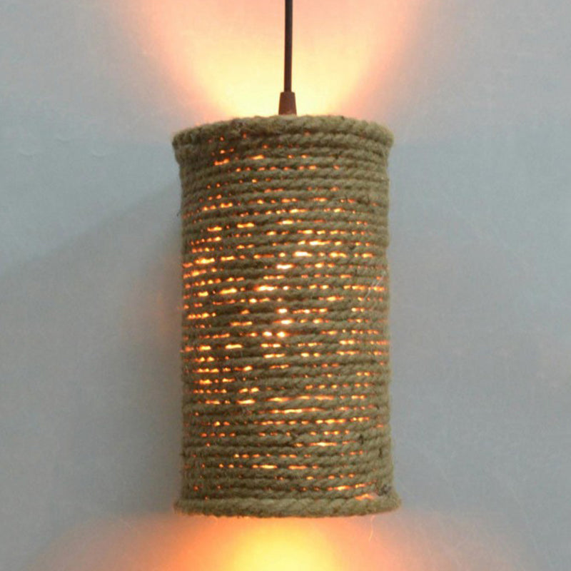 Rustic Beige Pendant Lighting With Creative Rope Design - Ideal For Restaurants / Round