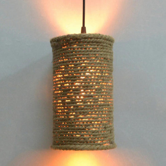 Rustic Beige Pendant Lighting With Creative Rope Design - Ideal For Restaurants / Round