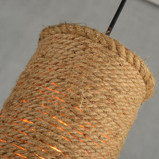 Rustic Beige Pendant Lighting With Creative Rope Design - Ideal For Restaurants