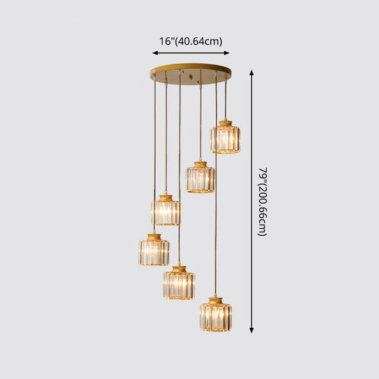 Modern Prismatic Crystal Pendant Light | Multi-Hang Ceiling Fixture For Stairways