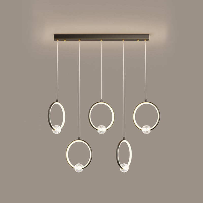 Modern Metal Led Indoor Pendant Light: Stylish Ring-Shaped Hanging Fixture 5 / Black