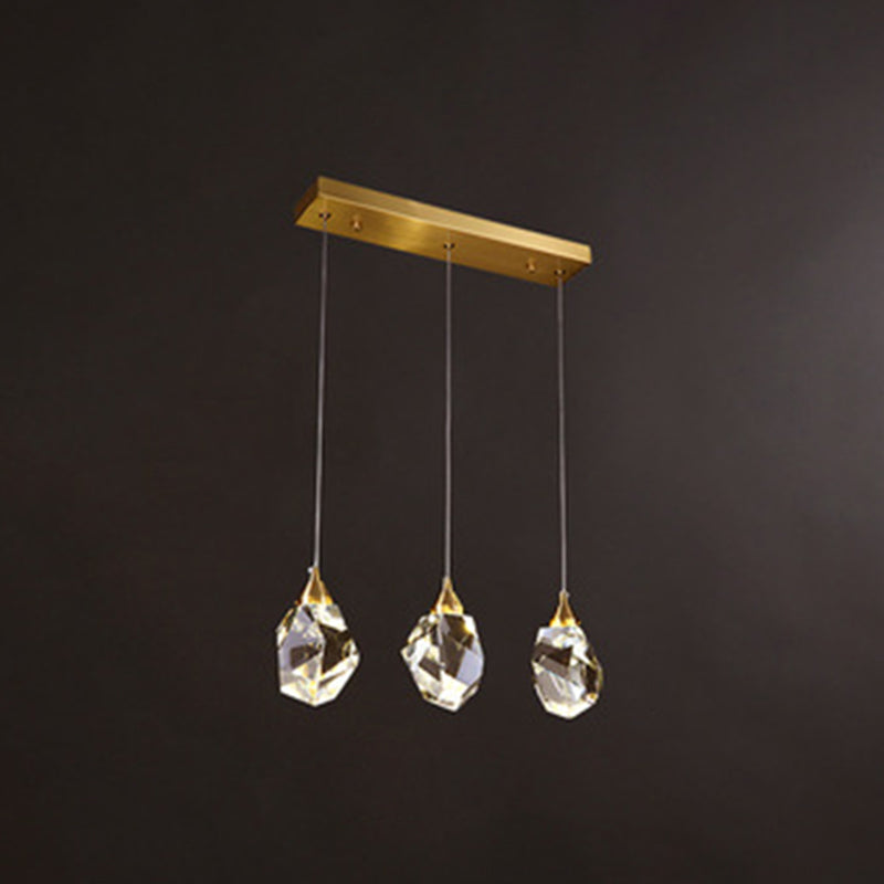 Golden Modern Stone Hanging Ceiling Light With Crystal Led: A Striking Bedroom Suspension Lighting