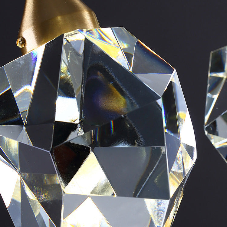 Golden Modern Stone Hanging Ceiling Light With Crystal Led: A Striking Bedroom Suspension Lighting