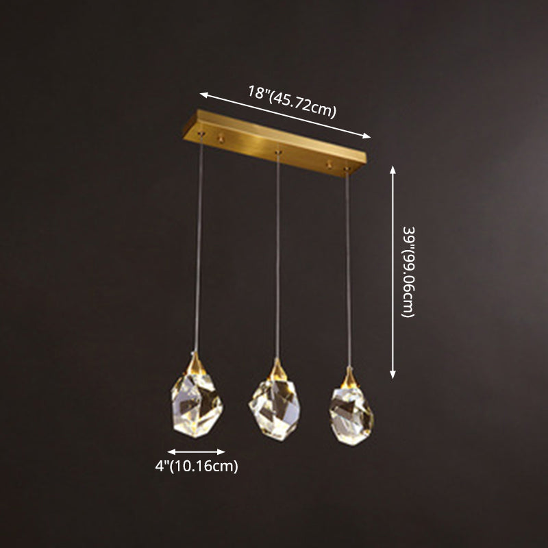 Golden Modern Stone Hanging Ceiling Light With Crystal Led: A Striking Bedroom Suspension Lighting