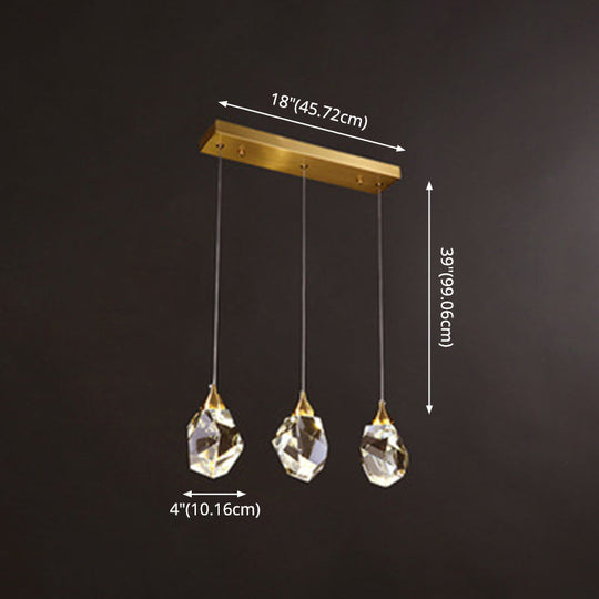 Golden Modern Stone Hanging Ceiling Light With Crystal Led: A Striking Bedroom Suspension Lighting